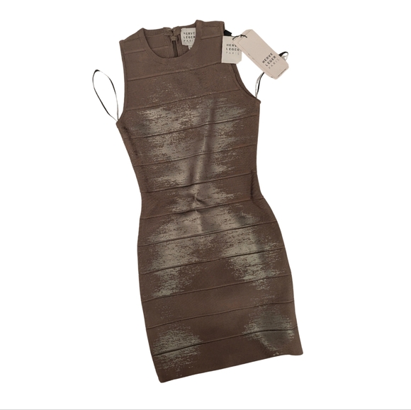 BNWT Hervé Léger Quinn Metallic Mini Dress - Picture 8 of 11